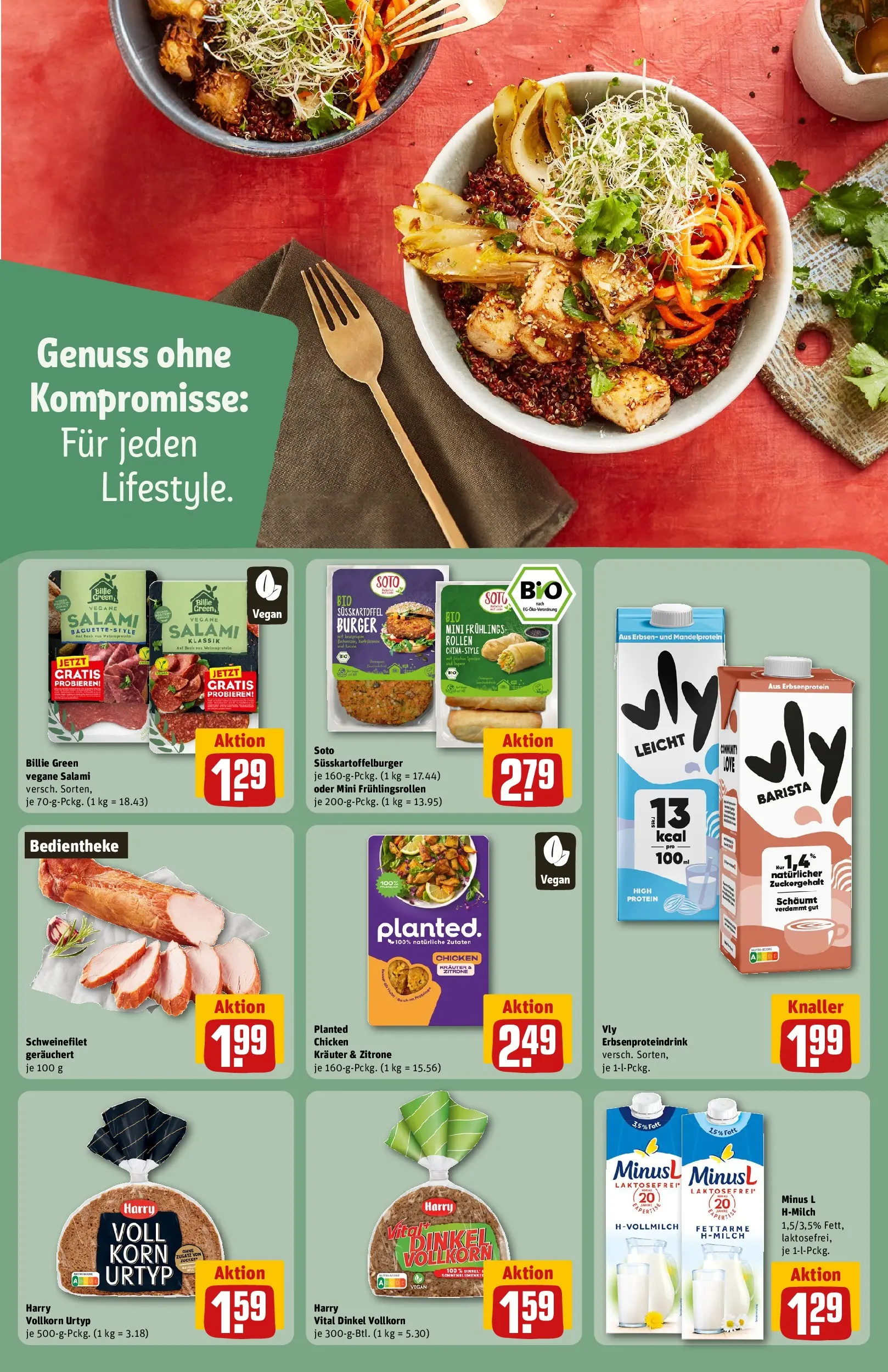 REWE Prospekt ab 02.03.2026 zum Blättern » Angebote | Seite: 21 | Produkte: Burger, Schweinefilet, Salami, Erbsen