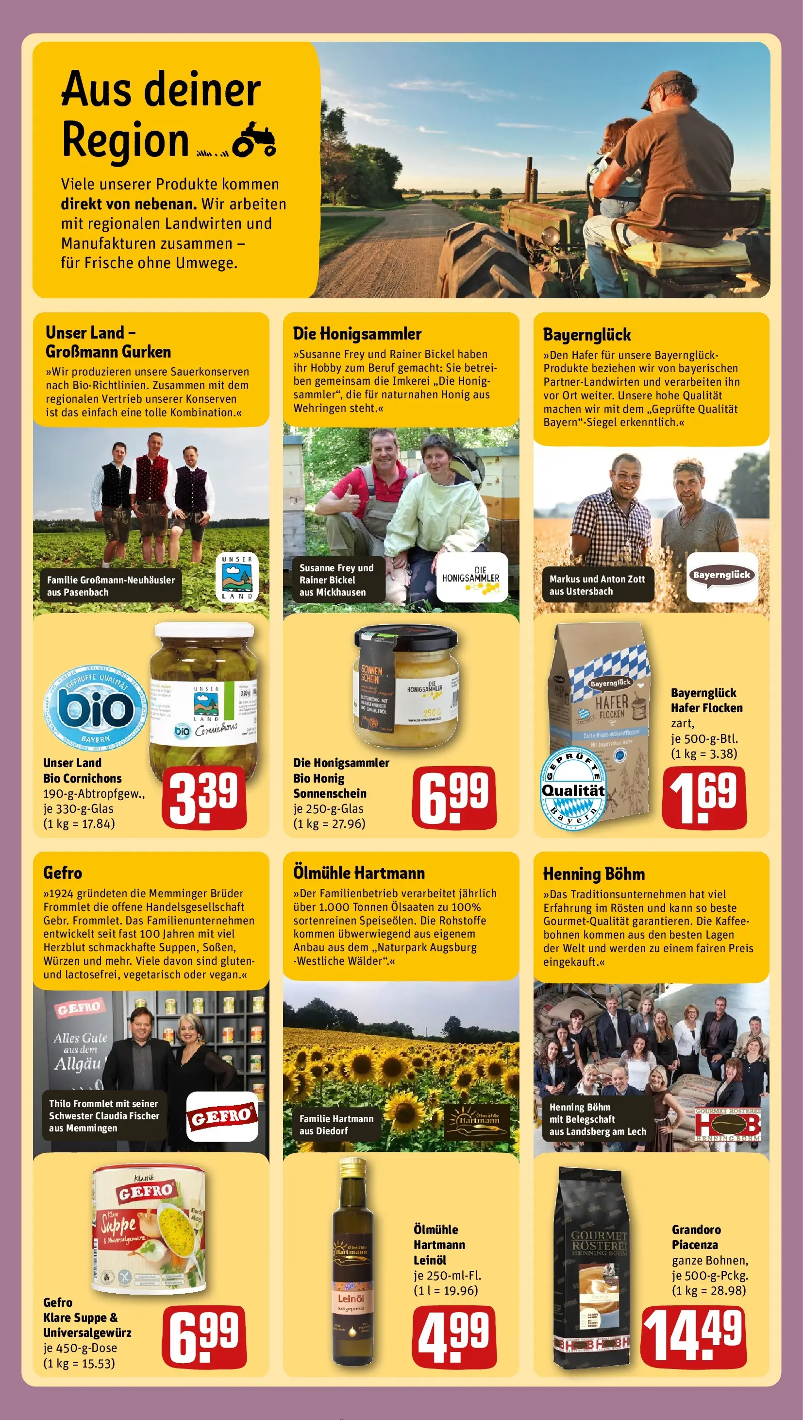 REWE Prospekt ab 02.03.2026 zum Blättern » Angebote | Seite: 2 | Produkte: Kaffee, Leinöl, Gurken, Flocken