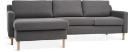 JYSK Диван HELLERUP с разширение сив текстил/натурален дъб