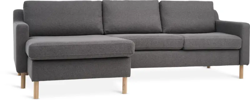 JYSK Диван HELLERUP с разширение сив текстил/натурален дъб