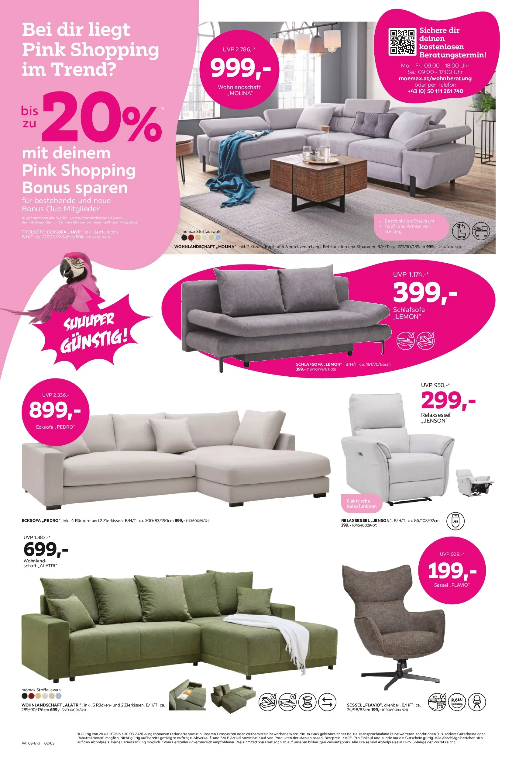 Mömax Ansfelden, Bruck An Der Mur, Villach von 24.03.2026 - Aktuelle Angebote | Seite: 2 | Produkte: Telefon, Uhr, Kissen, Sessel