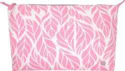 man&ograve;u Kulturbeutel pink wei&szlig; mit Bl&auml;ttermotiv