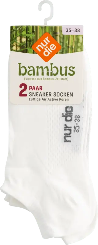 nur die Bambus Sneaker Socken wei&szlig;, Gr. 35-38 (2 Paar)