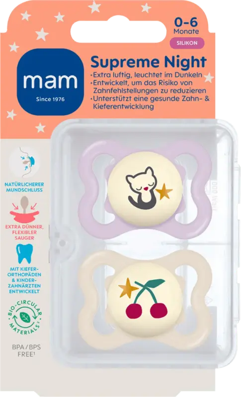 mam Schnuller Supreme Night rosa/gelb 0-6 Monate