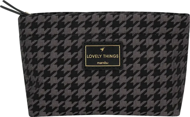 man&ograve;u Kosmetiktasche Hahnentritt dunkelblau "Lovely Things"