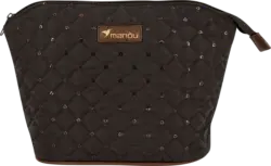 man&ograve;u Kulturbeutel mit Pailetten dunkelbraun