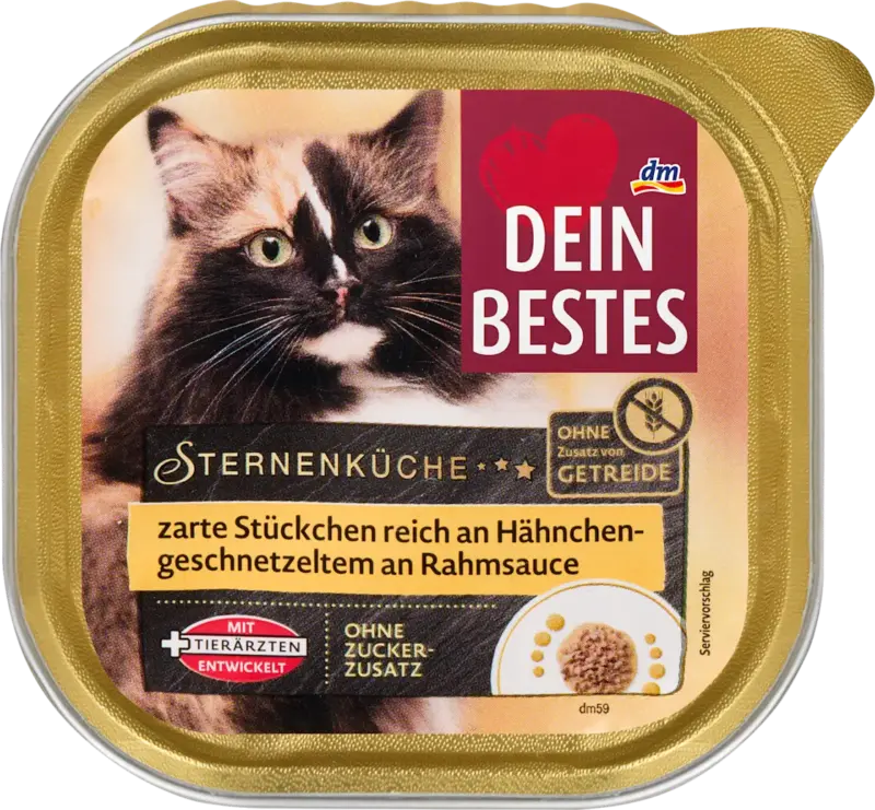 Dein Bestes Katzennassfutter reich an H&auml;hnchengeschnetzeltem an feiner Rahmsauce