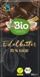 dmBio Schokolade Edelbitter 90 % Kakao