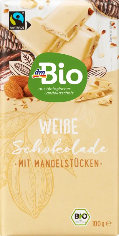 dmBio Schokolade wei&szlig; mit Mandelst&uuml;cken