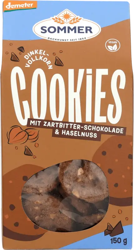SOMMER Cookies Dinkel Haselnuss mit Zartbitter-Schokolade