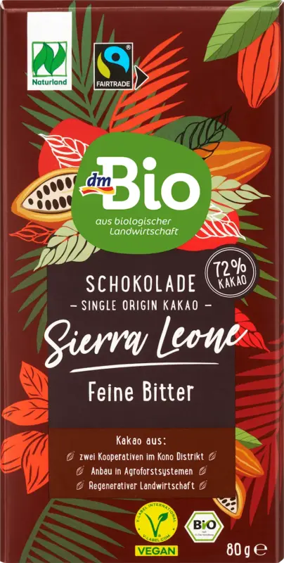 dmBio Schokolade Sierra Leone Feine Bitter 72 % Kakao