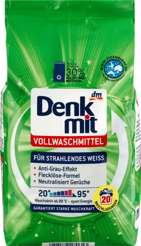 Denkmit Vollwaschmittel Pulver f&uuml;r Strahlendes Wei&szlig;