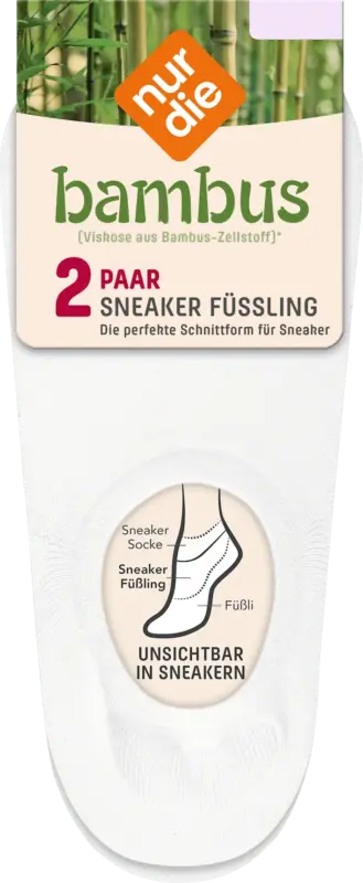 nur die Bambus F&uuml;sslinge Socken wei&szlig;, Gr. 35 - 38 (2 Paar)
