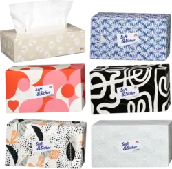Soft&Sicher Taschent&uuml;cher Box 4-lagig sortiert