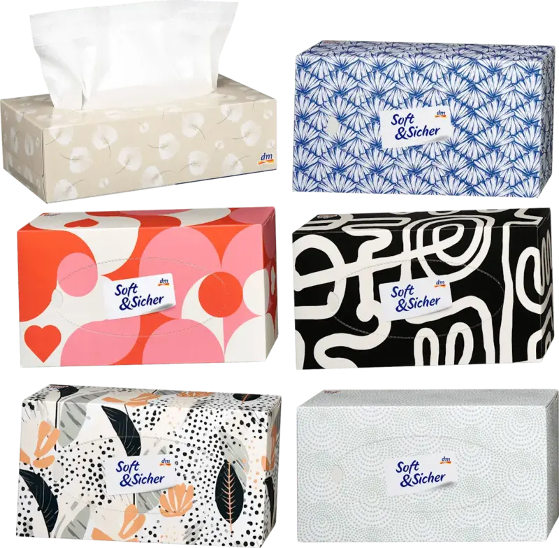 Soft&Sicher Taschent&uuml;cher Box 4-lagig sortiert