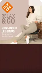 nur die Relax & Go Leggings Ripp-Optik braun, Gr. 44/46