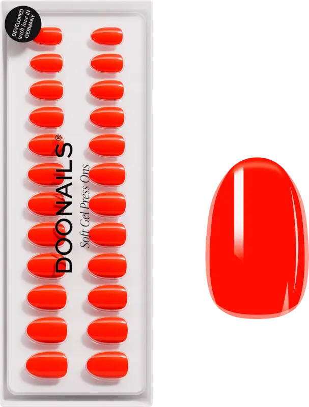 Doonails K&uuml;nstliche N&auml;gel Press Ons Short Round On Fire