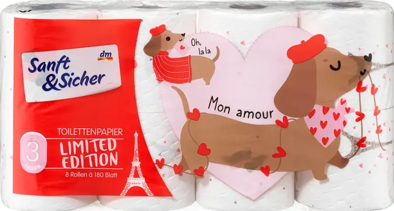 Sanft&Sicher Toilettenpapier Design 3-lagig (8x180 Blatt) sortiert