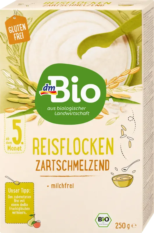 dmBio Getreidebrei Reisflocken Zartschmelzend ab dem 5. Monat