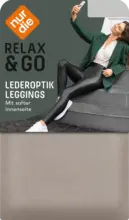 dm drogerie markt nur die Leggings Relax & Go Lederoptik taupe, Gr. 36/38