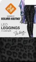 dm drogerie markt nur die Leggings Relax & Go Lederoptik schwarz mit Leo-Muster, Gr. 36/38