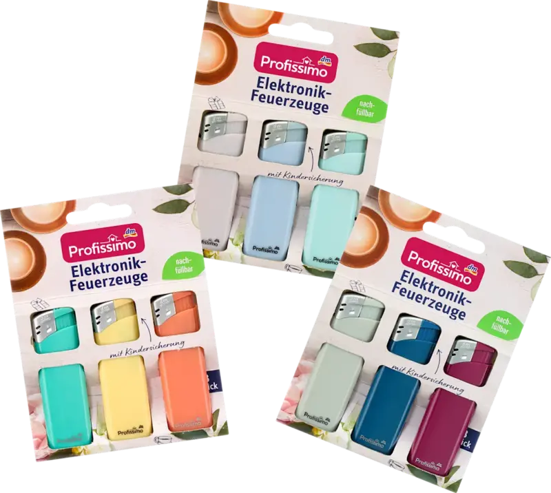 Profissimo Elektronik-Feuerzeuge sortiert
