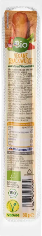 dmBio Tofu und Weizeneiwei&szlig; Snackwurst