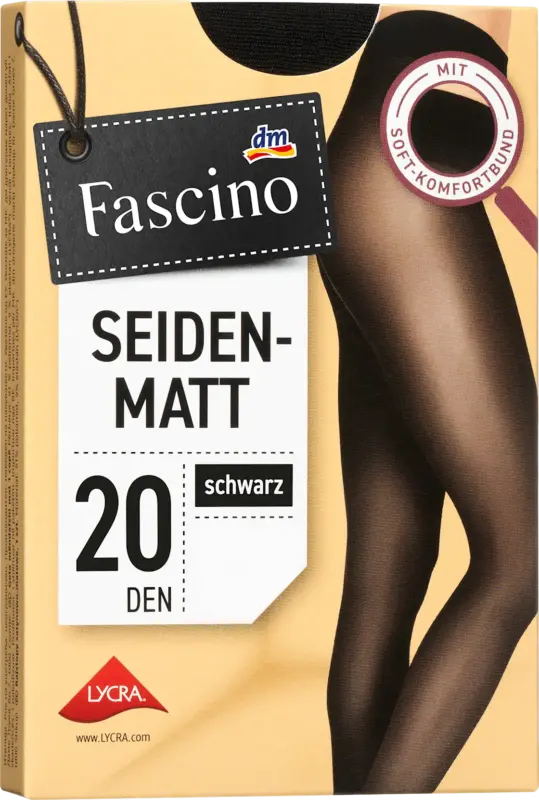 Fascino Strumpfhose Seidenmatt schwarz 20 DEN, Gr. 38/40