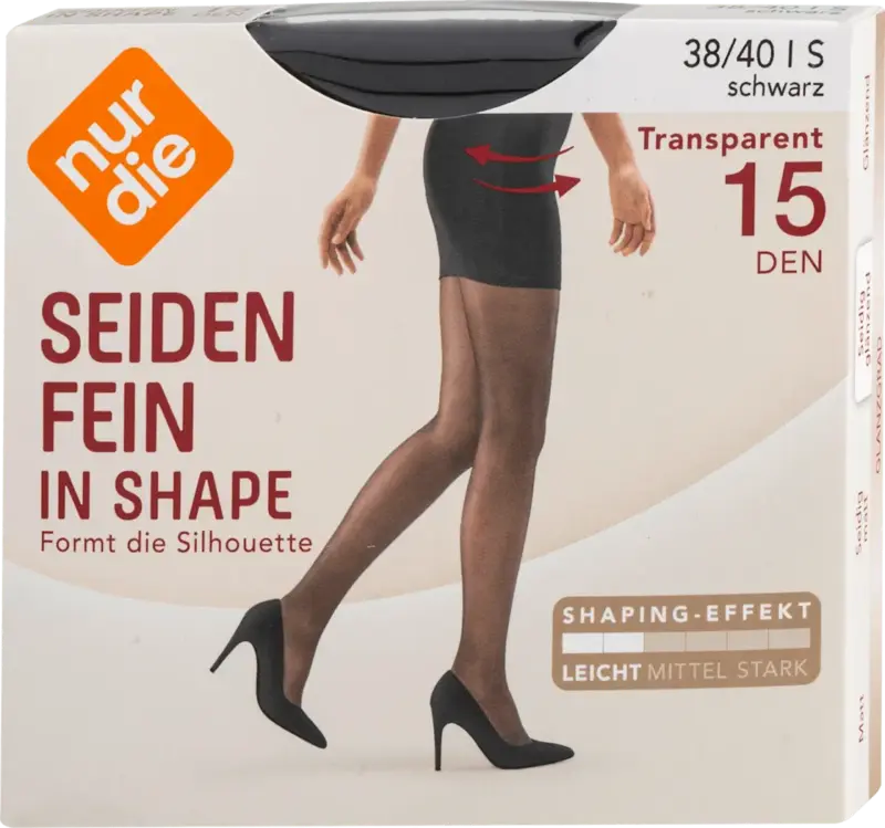 nur die Seidenfein in Shape Strumpfhose schwarz 15 DEN, Gr. 38/40