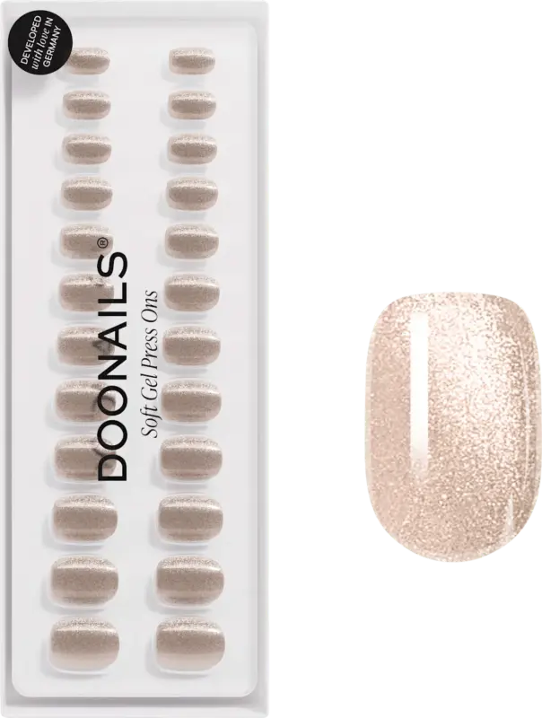 Doonails K&uuml;nstliche N&auml;gel Press Ons Extra Short Square Champagne Cateye