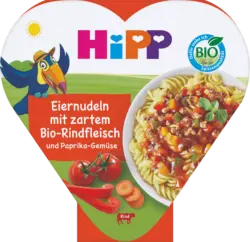 HiPP Kinderteller Eiernudeln mit zartem Rindfleisch und Paprika-Gem&uuml;se ab 1 Jahr