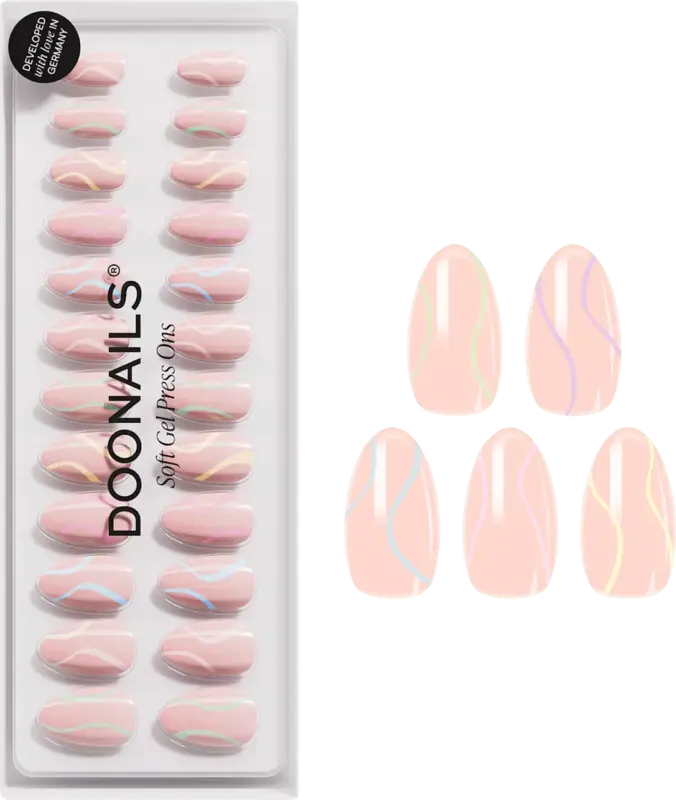 Doonails K&uuml;nstliche N&auml;gel Press Ons Short Almond Pastel Swirl