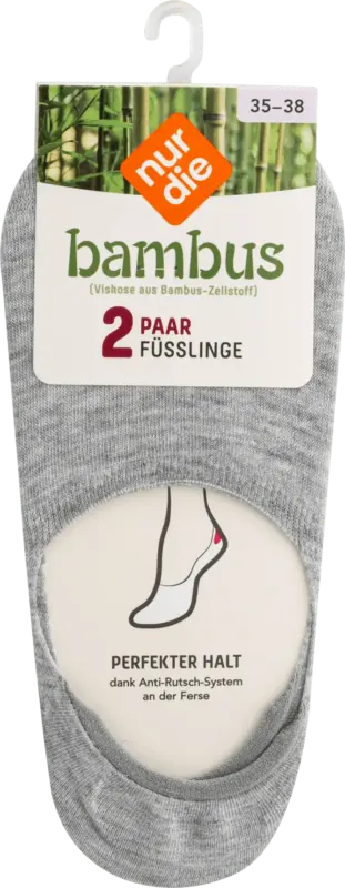 nur die Bambus F&uuml;ssling Socken hellgrau, Gr. 35-38 (2 Paar)