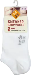 nur die Sneaker Socken Baumwolle wei&szlig; Gr. 35-38 (2 Paar)