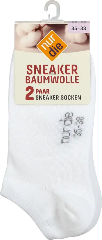nur die Sneaker Socken Baumwolle wei&szlig; Gr. 35-38 (2 Paar)