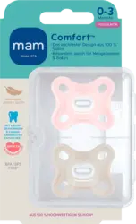 mam Schnuller Comfort Silikon pink/grau 0-3 Monate