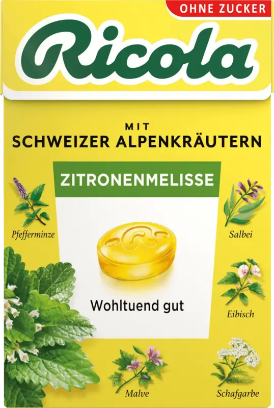 Ricola Bonbons Schweizer Alpenkr&auml;uter Zitronenmelisse zuckerfrei