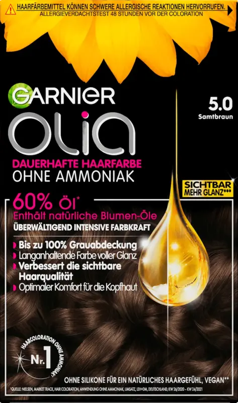GARNIER olia dauerhafte Haarfarbe - Nr. 5.0 Samtbraun