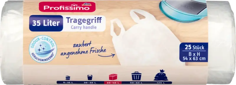 Profissimo M&uuml;llbeutel 35 l mit Tragegriff Frischezauber