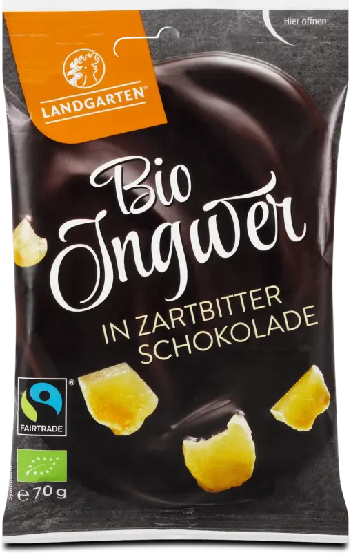 Landgarten Schokolade Bio Ingwer in Zartbitterschokolade