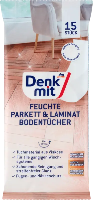 Denkmit Feuchte Reinigungst&uuml;cher f&uuml;r Parkett & Laminat