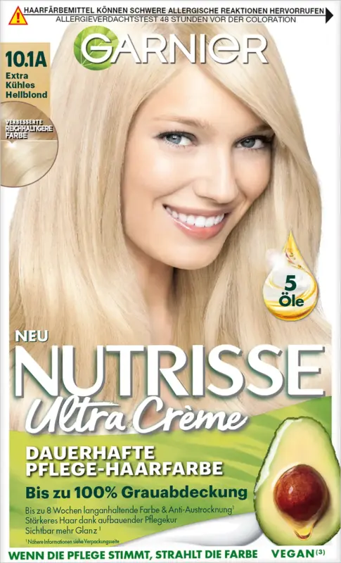 GARNIER NUTRISSE Nutrisse Creme dauerhafte Pflege-Haarfarbe - Nr. 10.1A Extra K&uuml;hles Hellblond