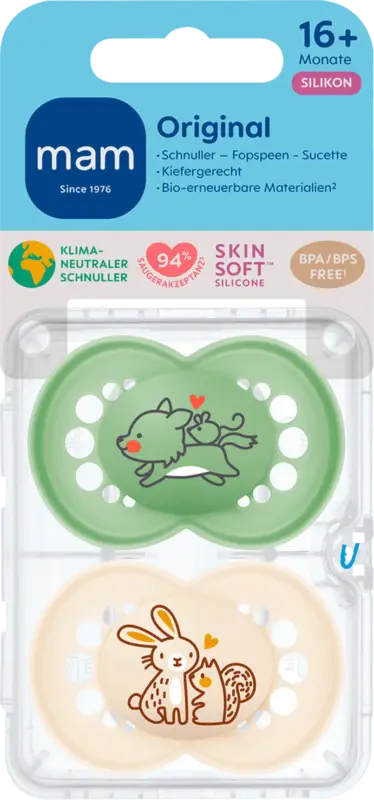 mam Schnuller Original Pure gr&uuml;n/beige 16+ Monate