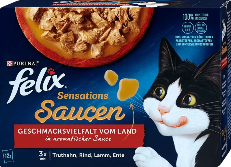 Felix Nassfutter Katze Sensations Saucen Geschmacksvielfalt vom Land