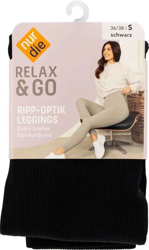 nur die Leggings Ripp-Optik schwarz, Gr. S