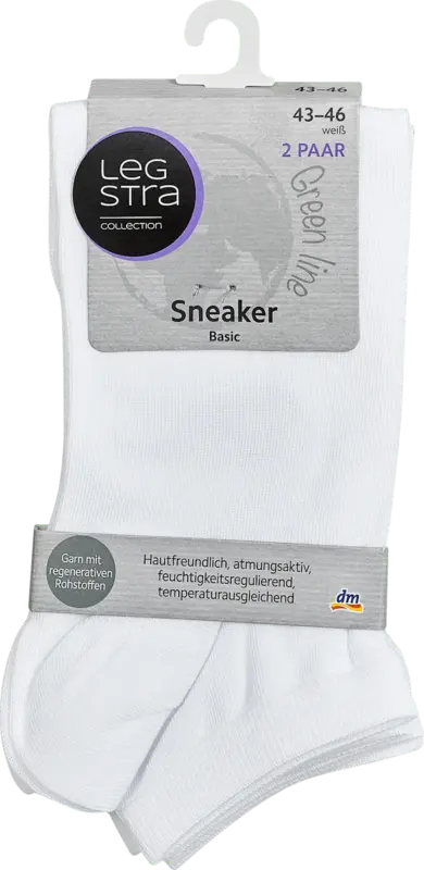 Legstra Sneaker Basic Socken wei&szlig;, Gr. 43-46 (2 Paar)