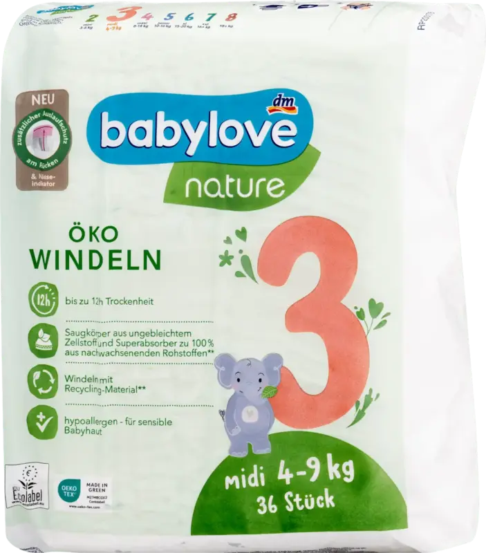 babylove nature Windeln &Ouml;ko Gr. 3 Midi (4-9 kg)