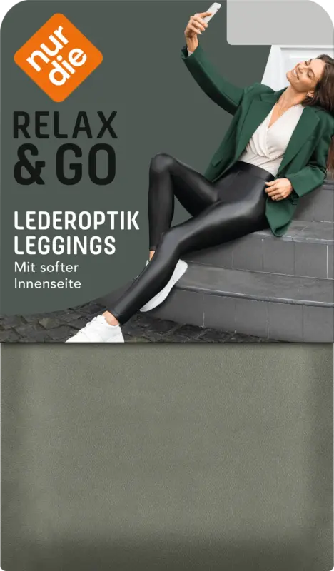 nur die Leggings Relax & Go Lederoptik olive, Gr. 44/46