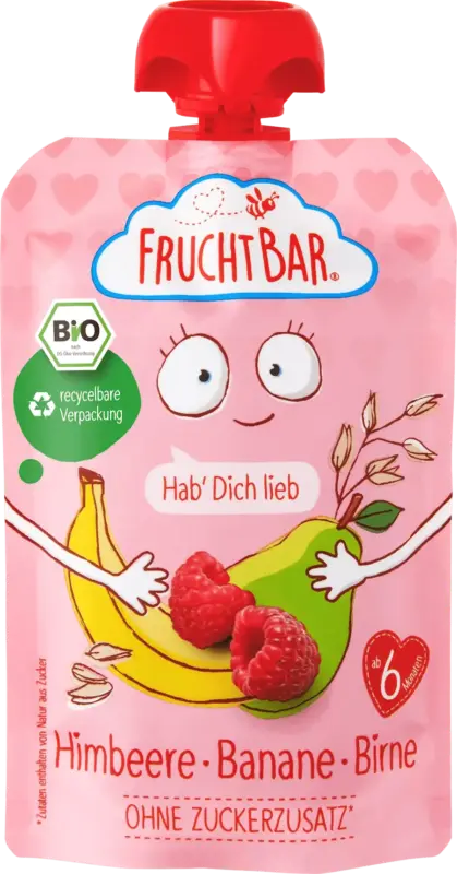 FruchtBar Quetschie Bio Hab dich lieb Himbeere Banane Birne ab 6 Monaten