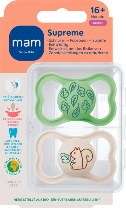 mam Schnuller Supreme gr&uuml;n/grau 16+ Monate